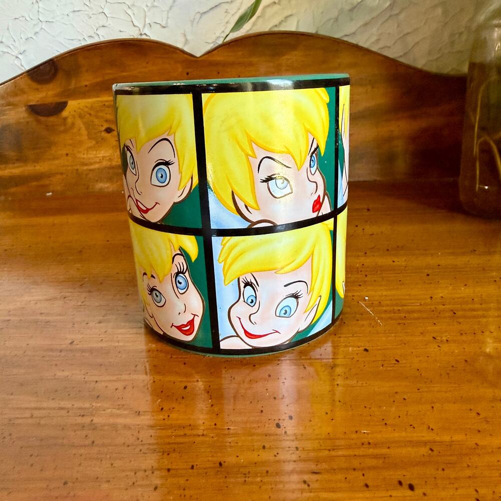 Disney Store Tinker Bell Mug Green Pop Art Faces Vintage Fairy Cup Collectible - Picture 3 of 11